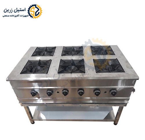 اجاق گاز شش شعله پایه دار | استیل زرین