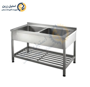 سینک صنعتی دو لگن | تولید ایران برند استیل زرین