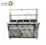 کانتر گرم 4 لگن رف دو طبقه برند استیل زرین | تجهیزات آشپزخانه صنعتی