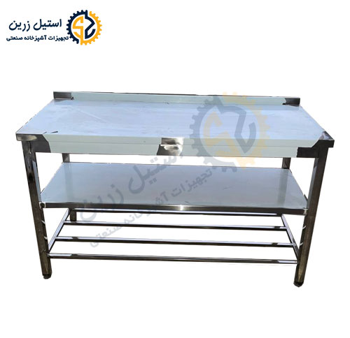 میز کار استیل 190 سانتی دو طبقه