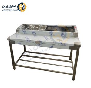 میز کار استیل طرح تاپینگ | مناسب ساندویچی ها و سلف سرویس | استیل زرین