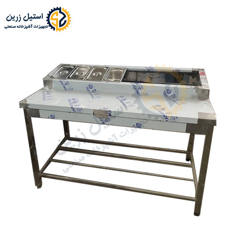 میز کار استیل طرح تاپینگ | مناسب ساندویچی ها و سلف سرویس | استیل زرین
